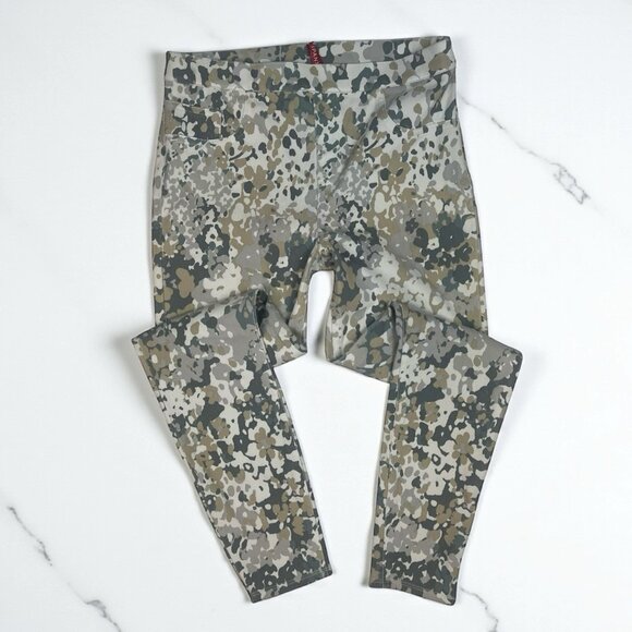 Spanx Jean Ish Ankle Leggings Sz Large 20018R Tan Gray White Abstract Camouflage - Picture 1 of 11